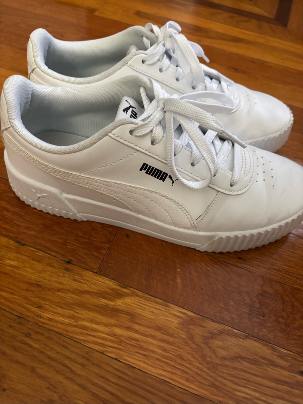 Puma White Low-Top Sneakers with Black Logo